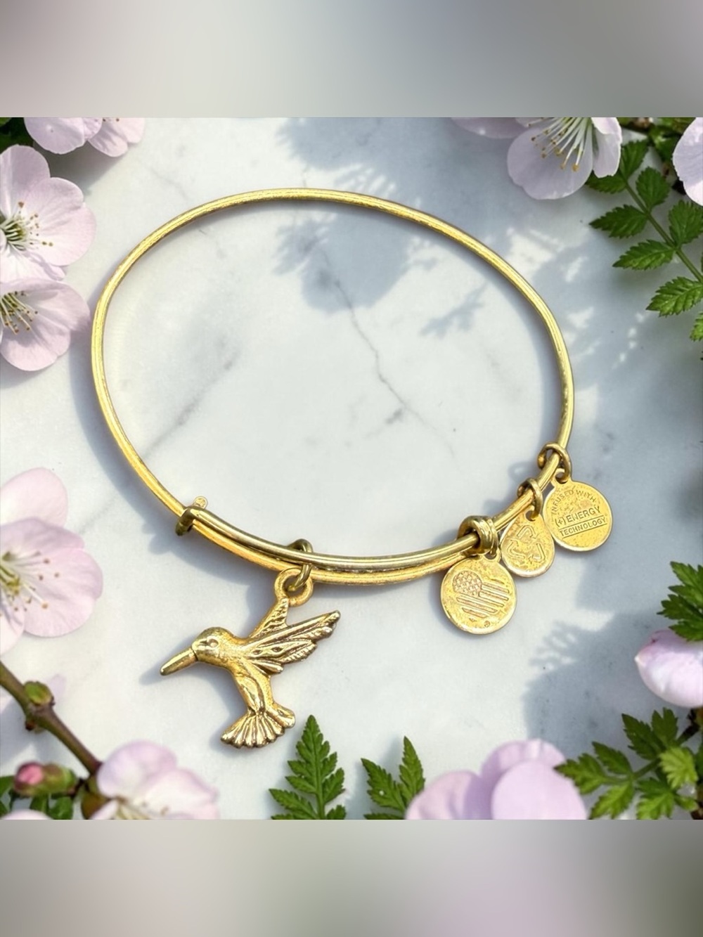 🏷️‼️5/$25🏷️‼️💛ALEX & ANI💛Hummingbird Charm Bangle in Rafaelian Gold/EUC